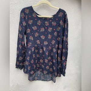 Flower print long sleeve blouse